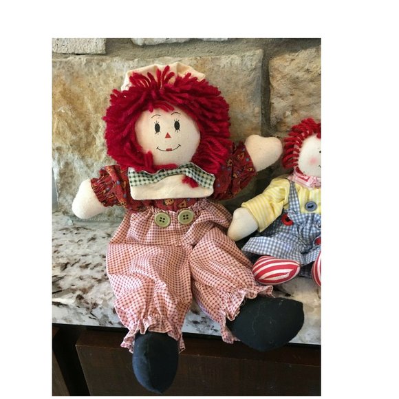 Pair Lot of 2 Raggedy Andy Dolls 12" & 8" - Picture 2 of 8